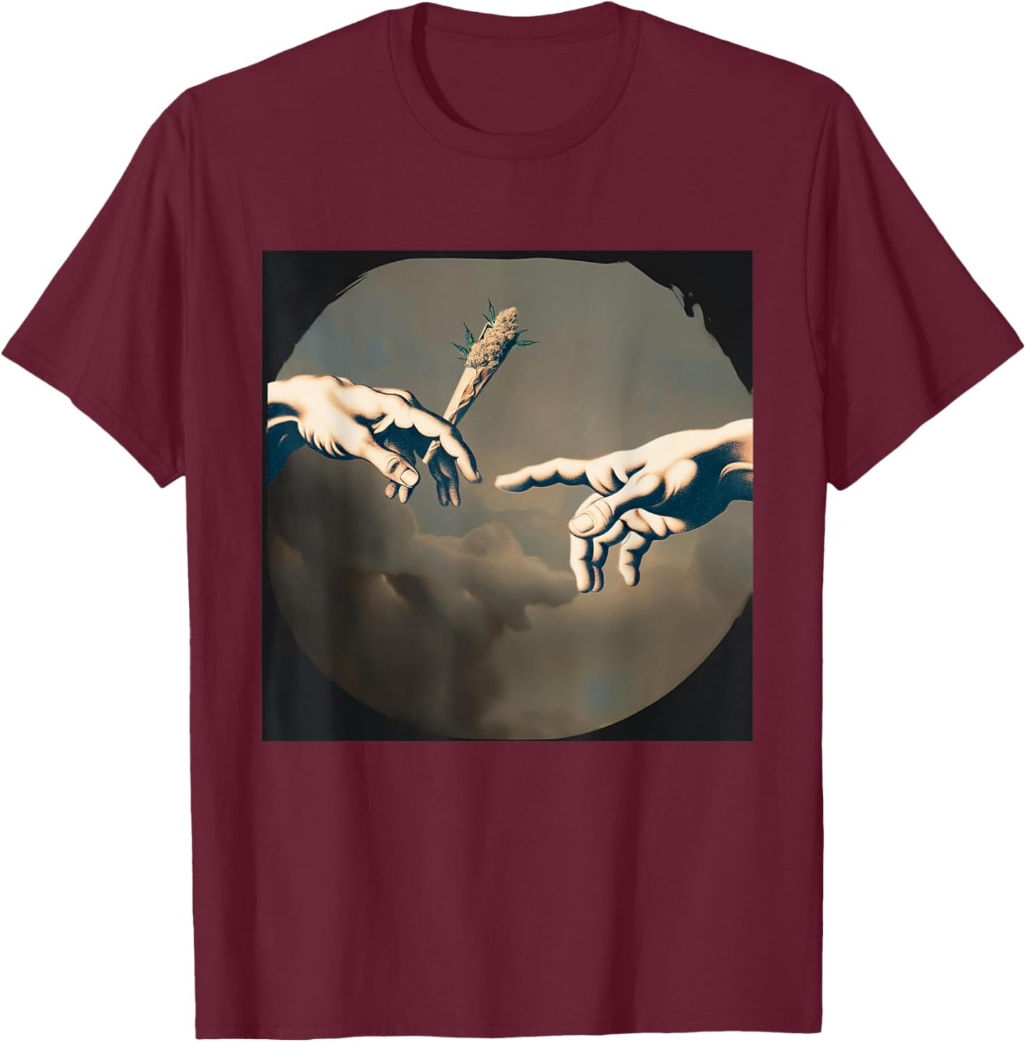 Creation of Adam's Pass the Joint Cannabis Weed 420 Bong Grass T-Shirt - T-Shirt | Maroon