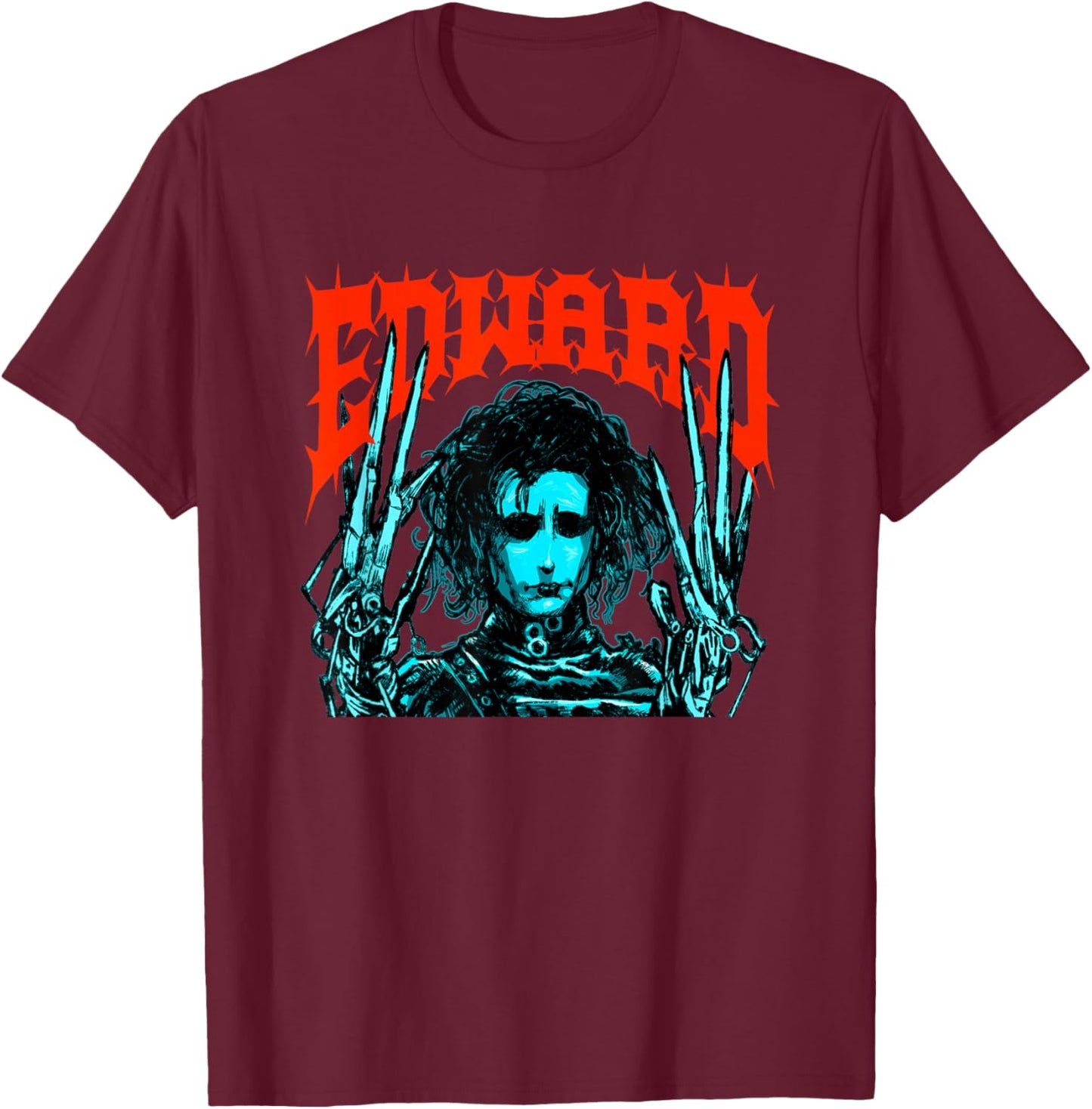 Edward Scissorhands Vintage Gothic Edward T-Shirt - T-Shirt | Maroon