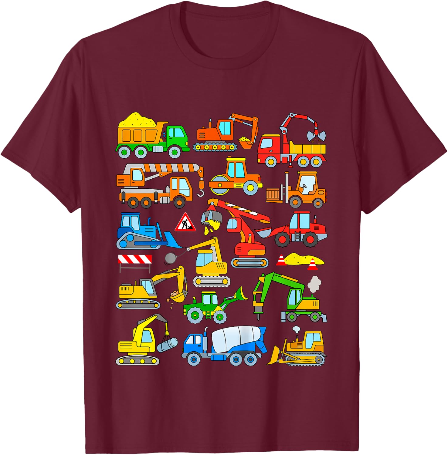 Kids Diggers Excavators Toddler Boys T-Shirt - T-Shirt | Maroon