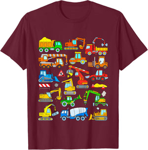 Kids Diggers Excavators Toddler Boys T-Shirt - T-Shirt | Maroon