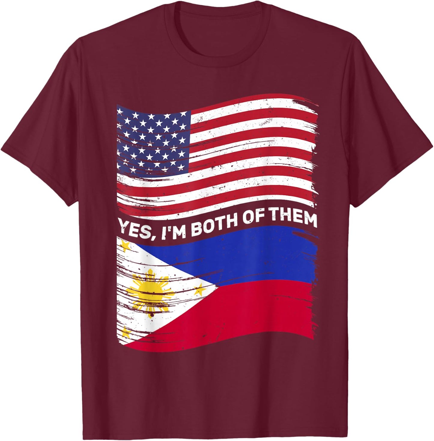 Half American Half Filipino USA Philippines Flag Mixed Kids T-Shirt - T-Shirt | Maroon