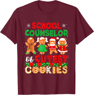 School Counselor Of Cutest Cookies Christmas Gingerbreads T-Shirt - T-Shirt | Maroon