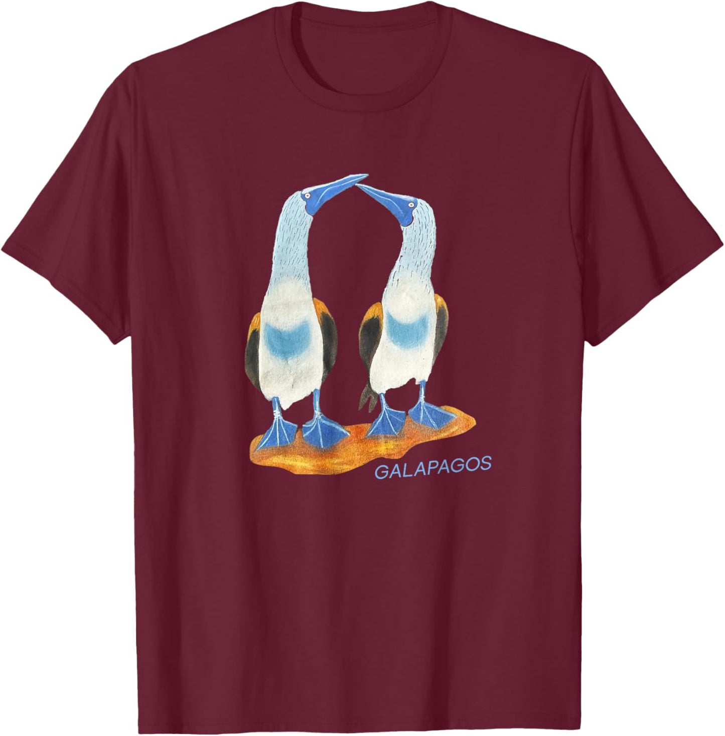 Galapagos Ecuador Blue-Footed Birds Graphic T-Shirt - T-Shirt | Maroon