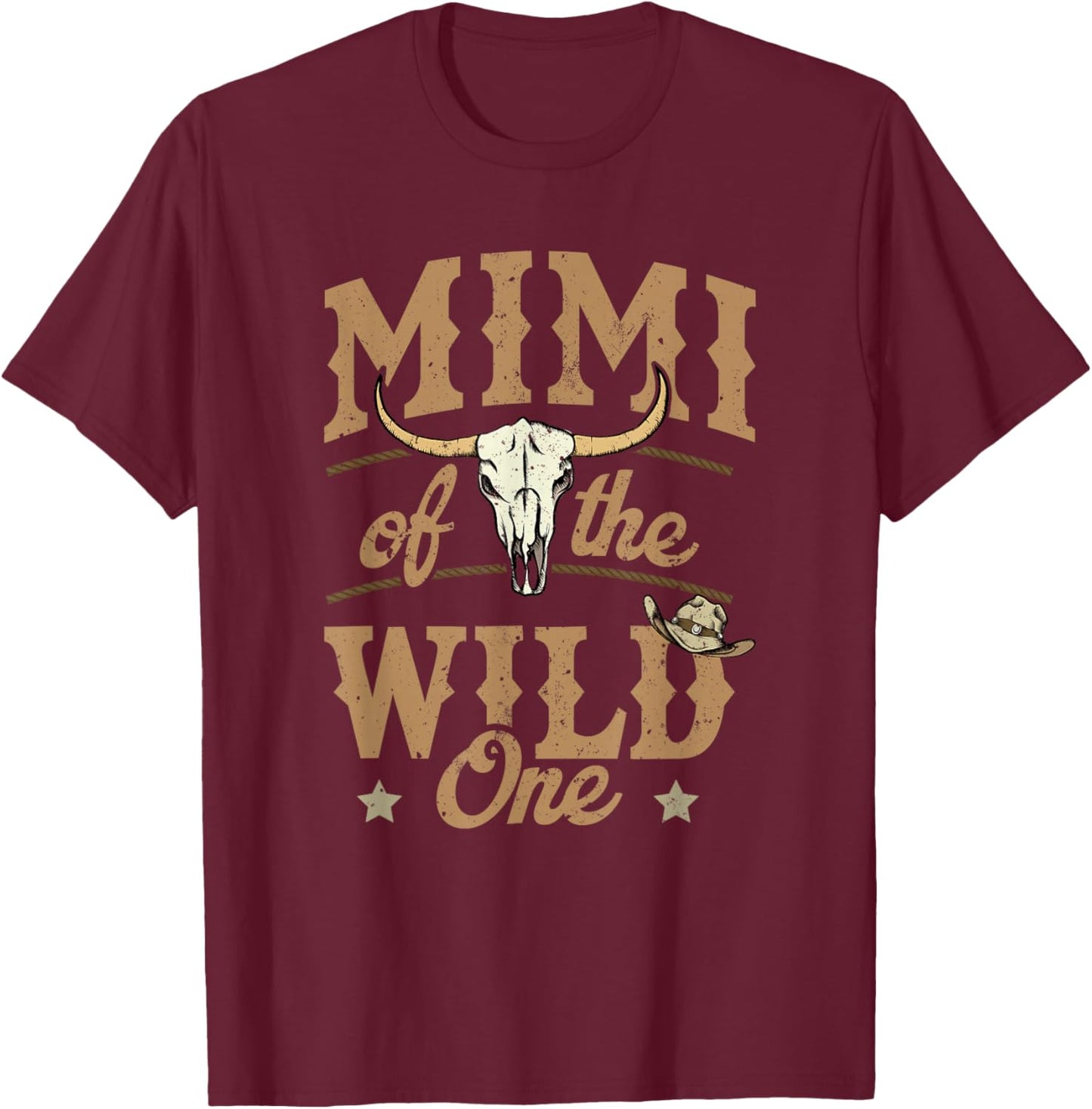 Mimi of The Wild One Cowboy Western Rodeo Party Matching T-Shirt - T-Shirt | Maroon
