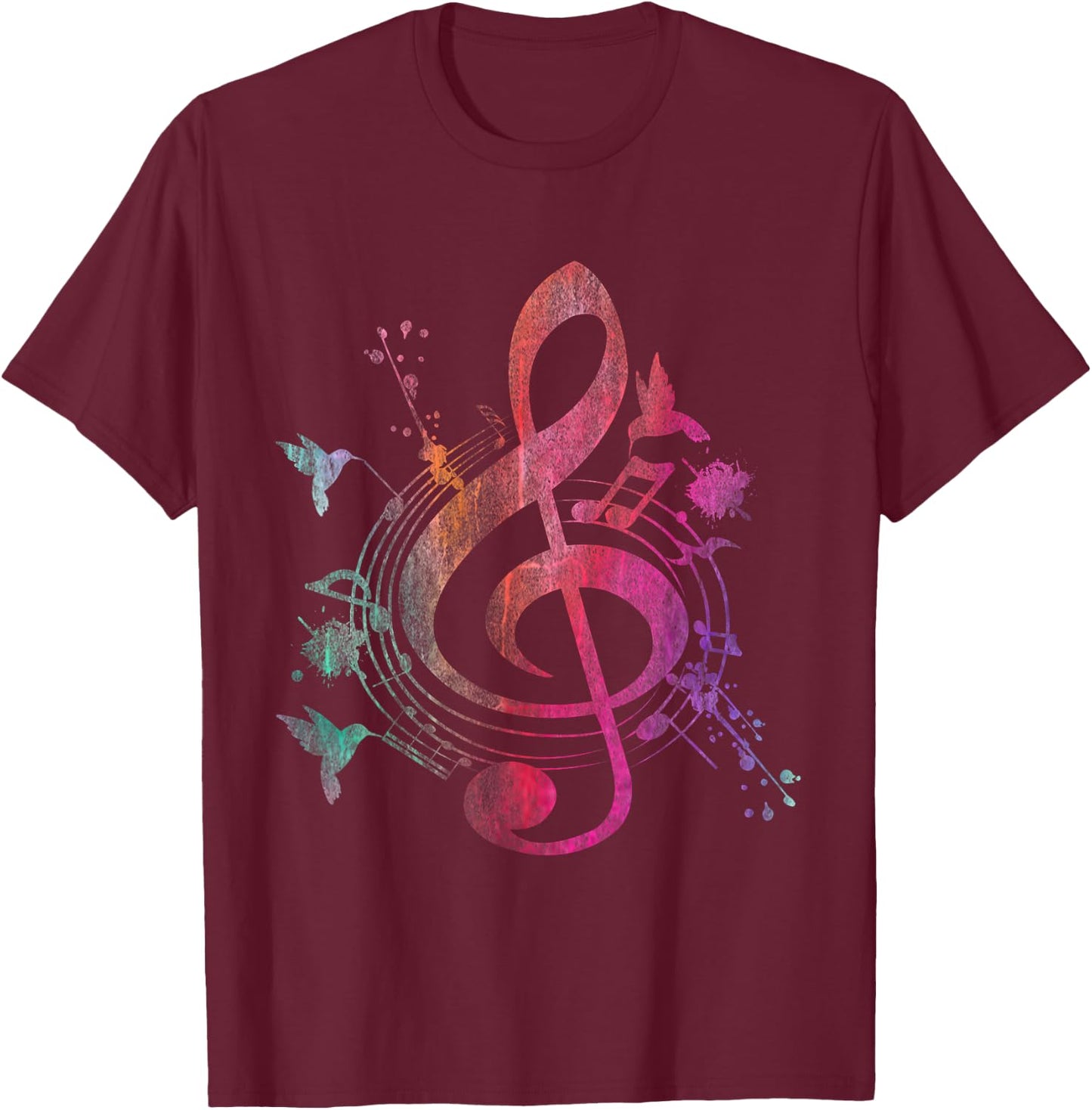 Music Musical Instrument Birds Treble Clef T-Shirt - T-Shirt | Maroon