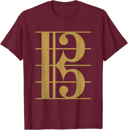 Musician Graphic Clothing Classical Music Alto Clef T-Shirt - T-Shirt | Maroon