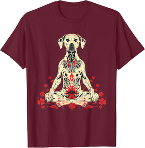 Dog Buddha Meditation Spiritual Yoga Buddhist Spirituality T-Shirt - T-Shirt | Maroon