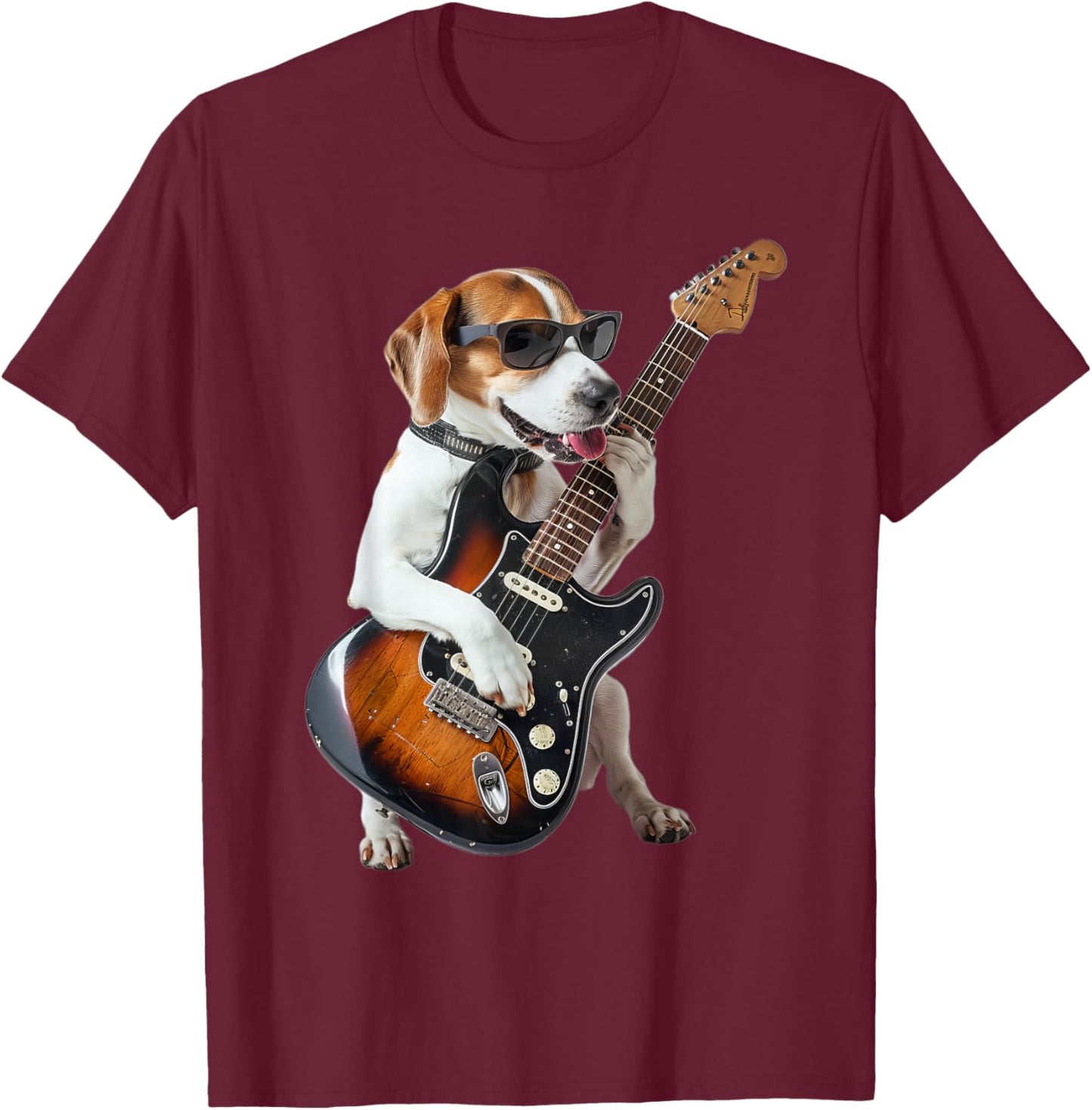 Beagle Guitar T-Shirt - T-Shirt | Maroon