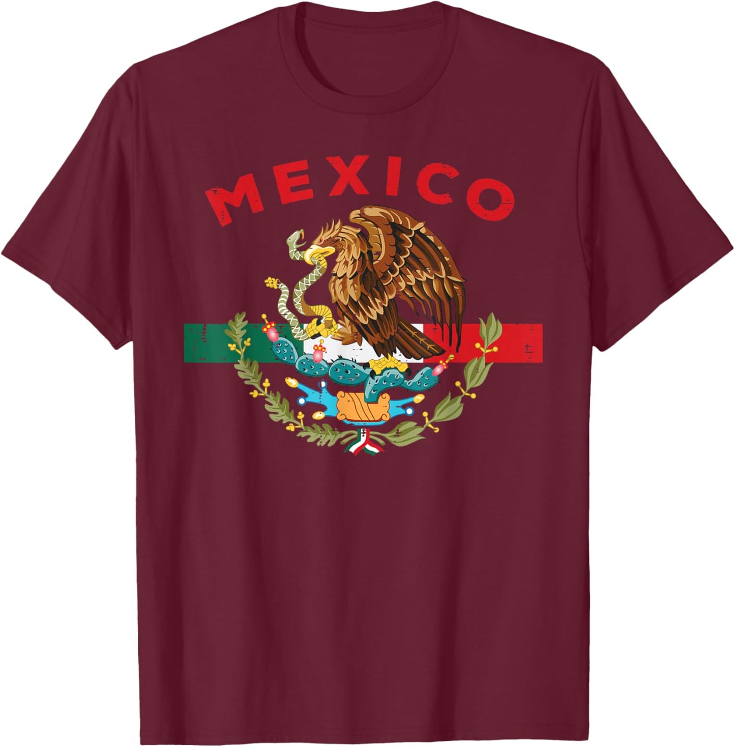 Mexican Independence Day Mexico Flag Eagle Men Women Kids T-Shirt - T-Shirt | Maroon
