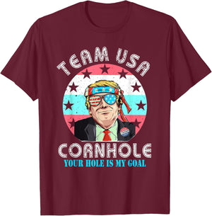 USA Cornhole Shirt | Team Cornhole Shirts | Funny Cornhole T-Shirt - T-Shirt | Maroon