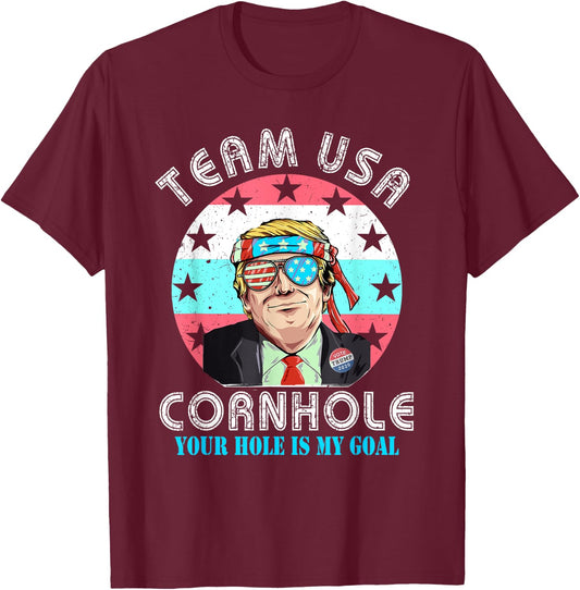 USA Cornhole Shirt | Team Cornhole Shirts | Funny Cornhole T-Shirt - T-Shirt | Maroon