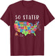 ALL50CLUB USA Travel Gift Visit 50 States Map , Black T-Shirt - T-Shirt | Maroon