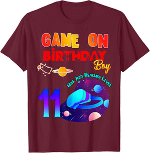 VR Virtual Reality Game On 11 Birthday Party Matching Outfit T-Shirt - T-Shirt | Maroon