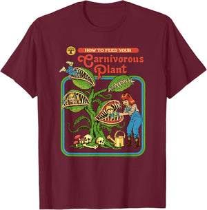 Steven Rhodes How to Feed Your Carnivorous Plant Dark Humor T-Shirt - T-Shirt | Maroon