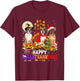 Boxer Dog Happy Hallothanksmas Halloween Thanksgiving Xmas T-Shirt - T-Shirt | Maroon
