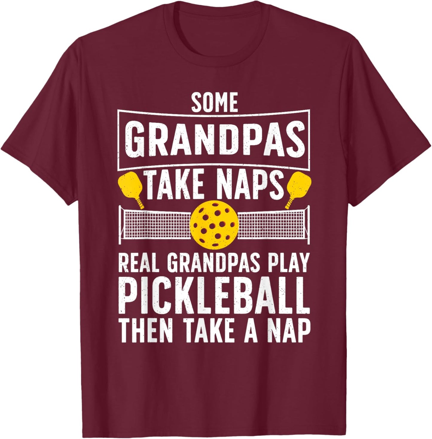 Cool Pickleball Men Grandpa Paddle Sport Pickleball Player T-Shirt - T-Shirt | Maroon
