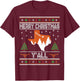 Merry Xmas Y'all Texas Ugly Holiday Longhorn Sweater T-Shirt - T-Shirt | Maroon