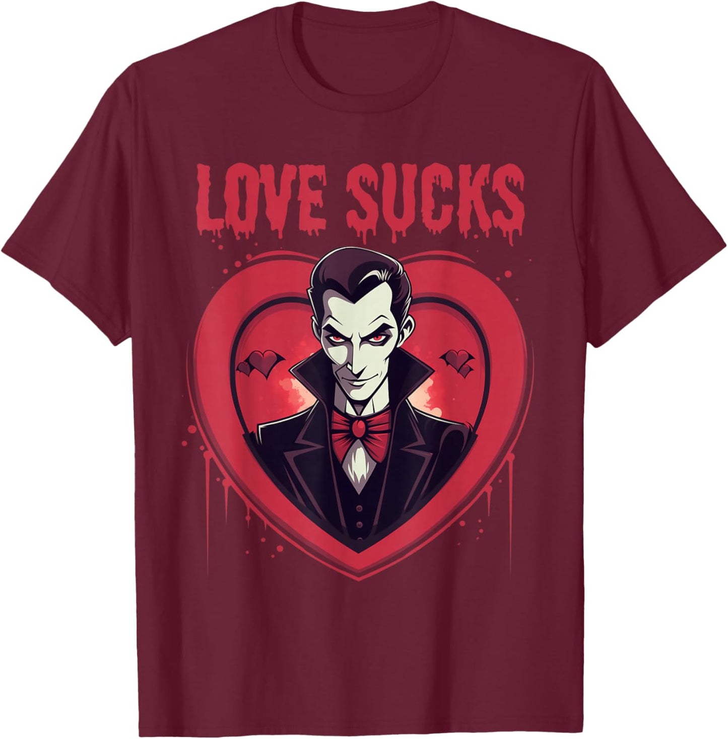 Valloween Love Sucks Vampire Anti Valentines Halloween T-Shirt - T-Shirt | Maroon