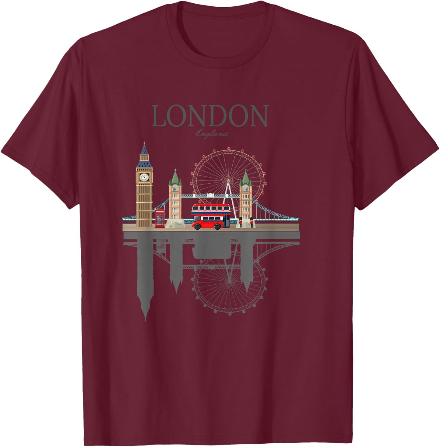 London Souvenir City Vintage British UK Men Women Gift T-Shirt - T-Shirt | Maroon