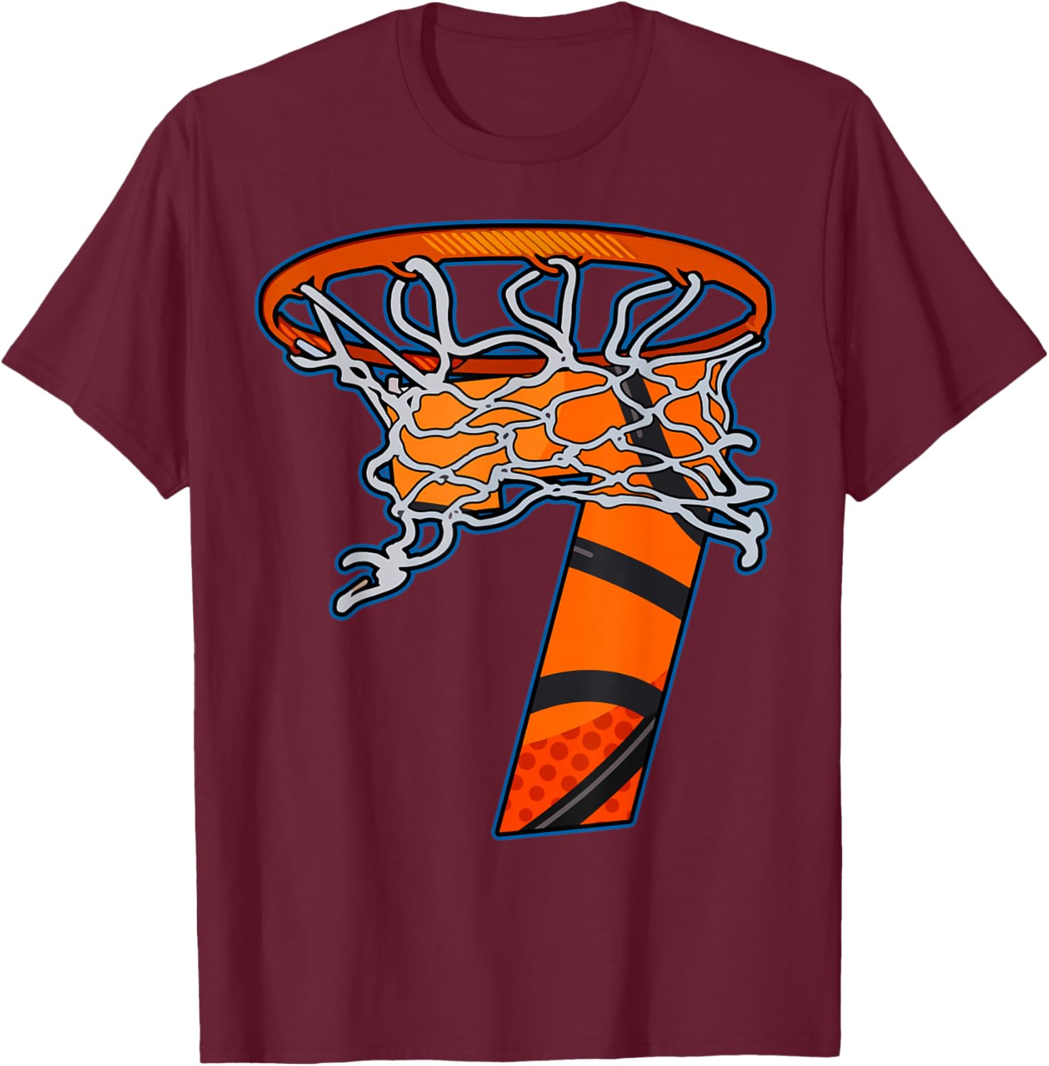Funny Basketball Team Sport Fan 7 Years Old 7th Birthday T-Shirt - T-Shirt | Maroon