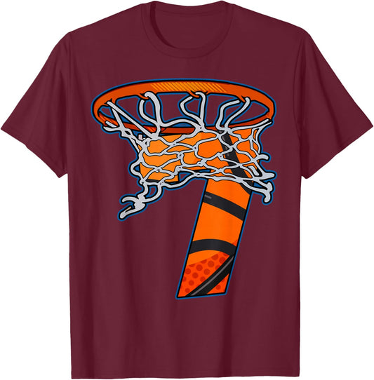 Funny Basketball Team Sport Fan 7 Years Old 7th Birthday T-Shirt - T-Shirt | Maroon