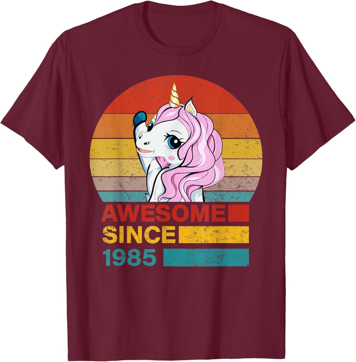 Unicorn Birthday Awesome Since 1985 36 year old birthday Gif T-Shirt - T-Shirt | Maroon