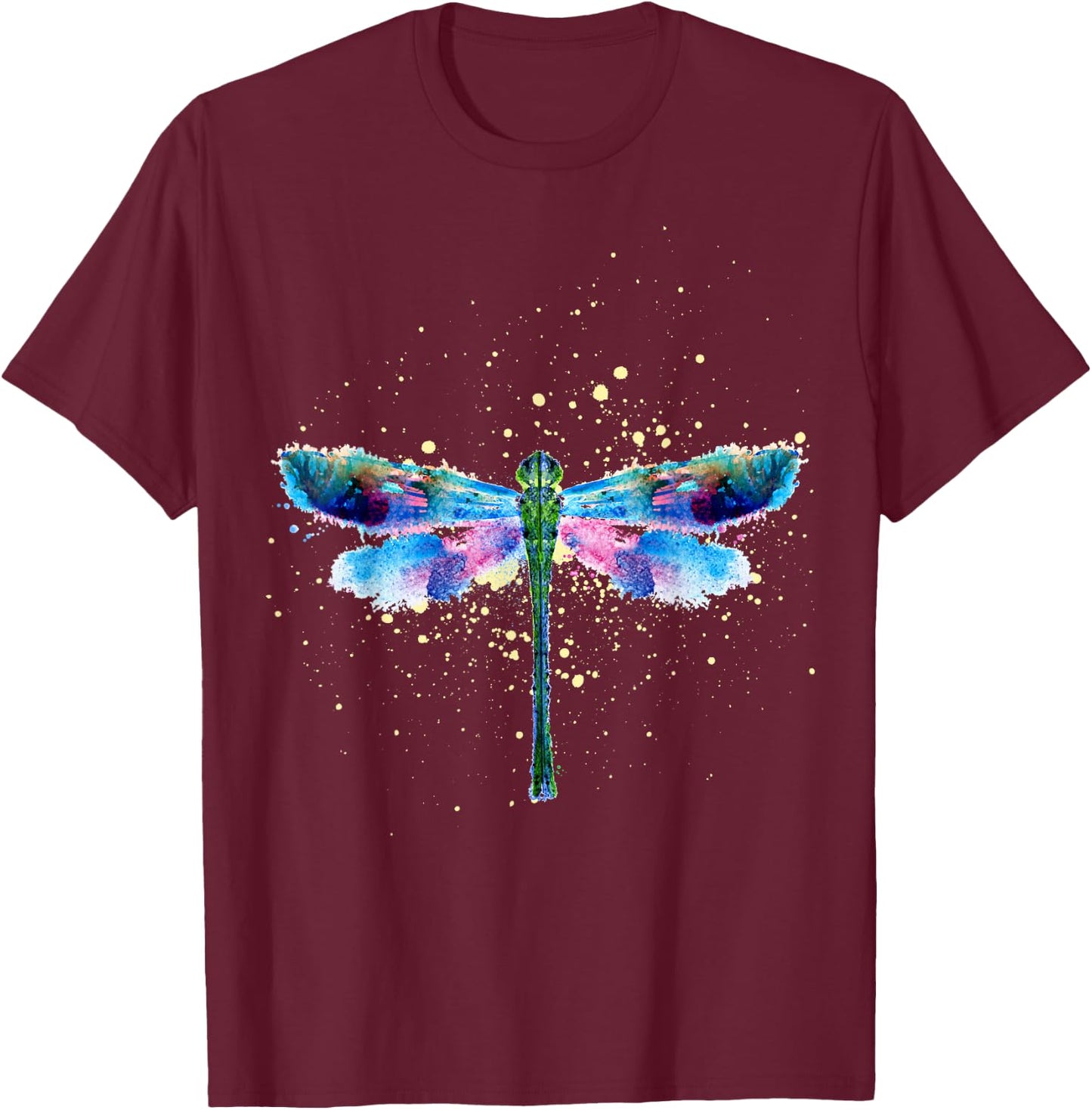 Beautiful Nature Colorful Graphic Pattern Dragonfly Small T-Shirt - T-Shirt | Maroon
