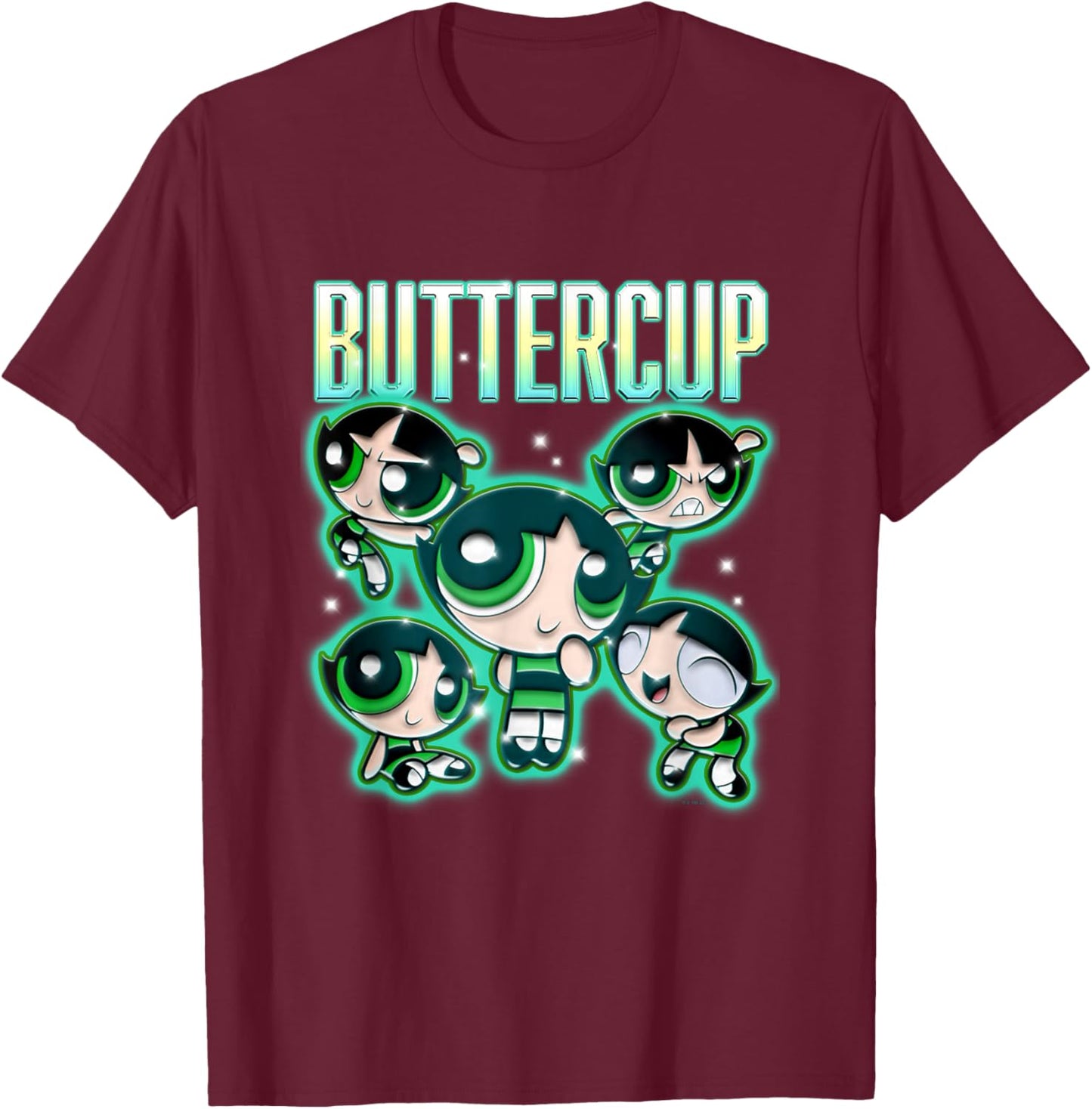 The Powerpuff Girls Buttercup Chrome Multi Pose T-Shirt - T-Shirt | Maroon