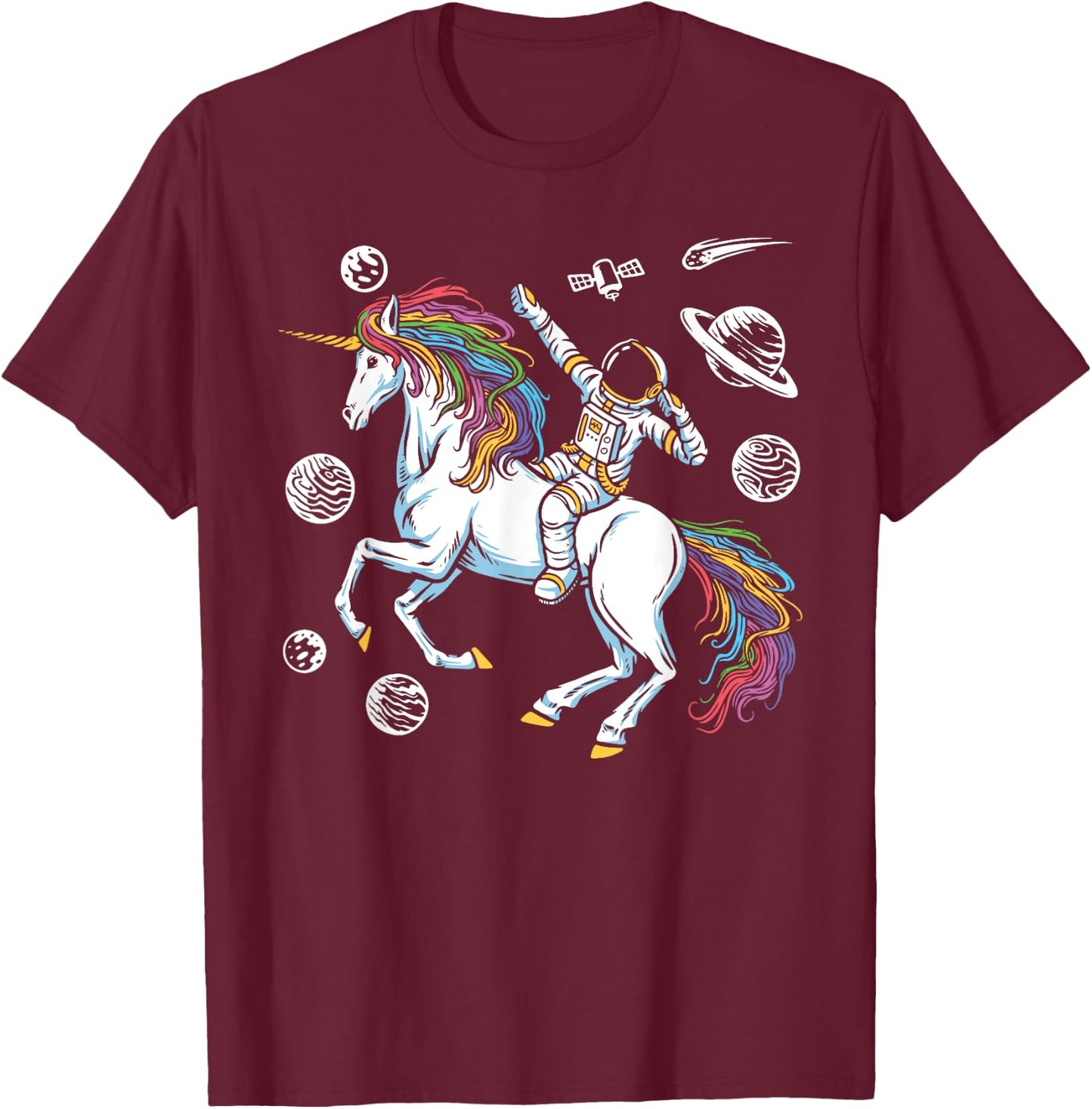 Magical Unicorn Girls Cosmonaut Gift Space Travel Astronaut T-Shirt - T-Shirt | Maroon