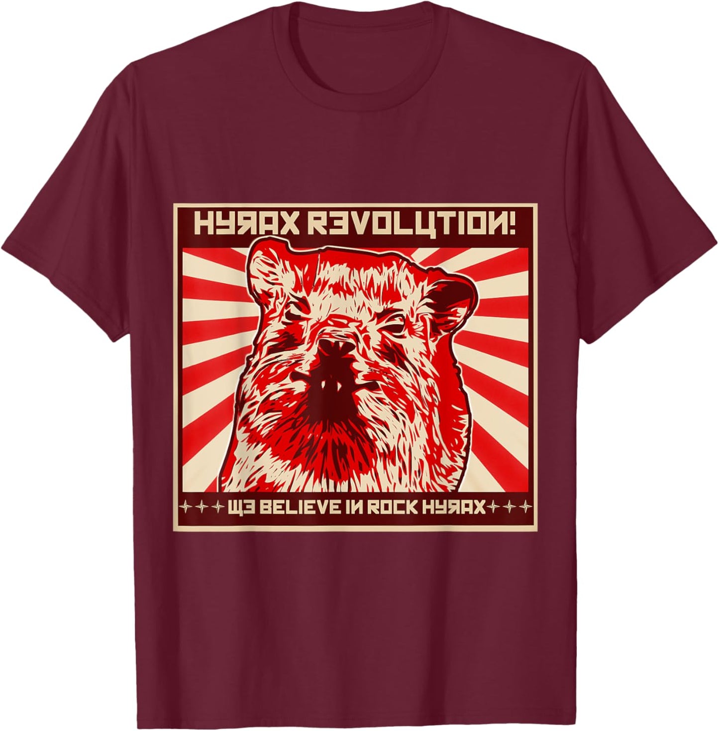 Not an Elephant Rock Hyrax Revolution - Black - Small - -Adults - Short Sleeve - Classic Fit T-Shirt - T-Shirt | Maroon