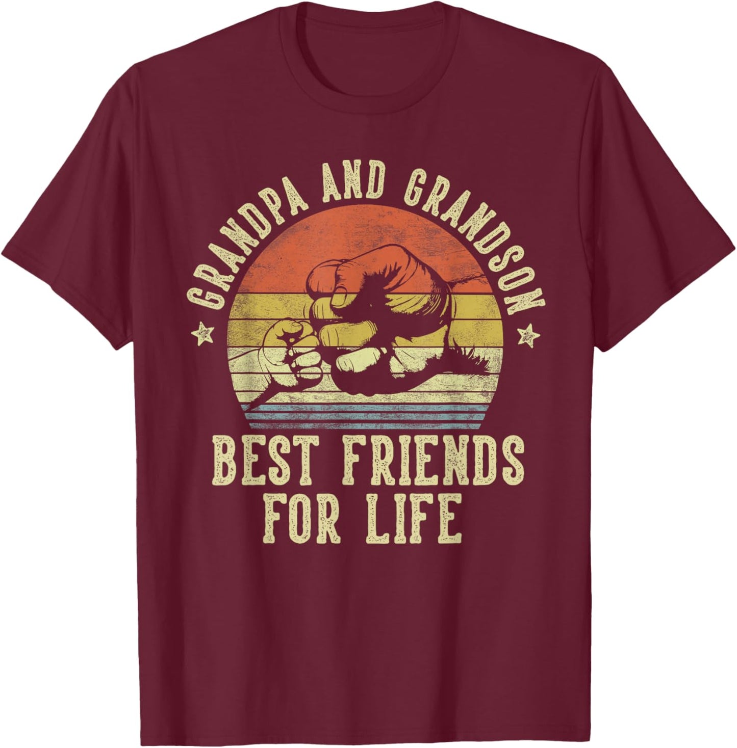 Grandpa and Grandson Best Friends for Life Funny Grandpa T-Shirt - T-Shirt | Maroon