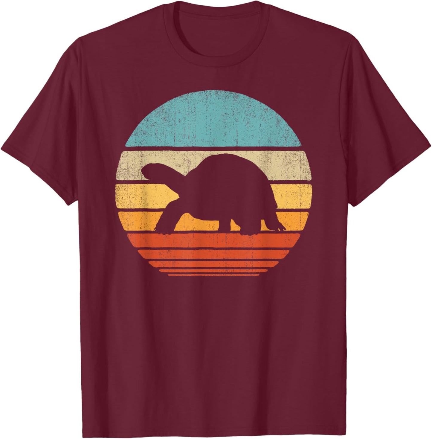 Tortoise Retro Vintage 60s 70s Sunset Turtle Reptile Animal T-Shirt - T-Shirt | Maroon