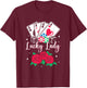 Lucky Lady Poker Player Gambling Casino Design Women T-Shirt - T-Shirt | Maroon
