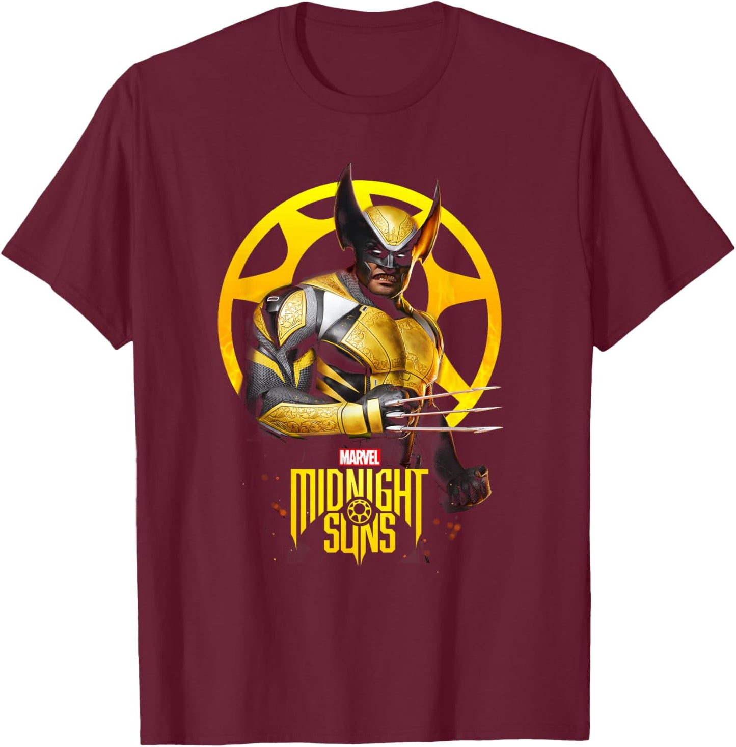 Marvel Midnight Suns Wolverine Claws Out Portrait T-Shirt - T-Shirt | Maroon