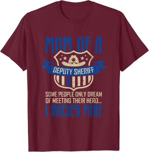 Blue Thin Line Police Support Proud Mom Of A Deputy Sheriff T-Shirt - T-Shirt | Maroon
