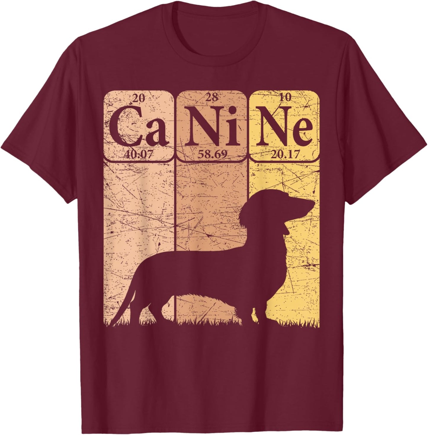 Dachshund Dog Periodic Table Elements Dog Lover Canine T-Shirt - T-Shirt | Maroon