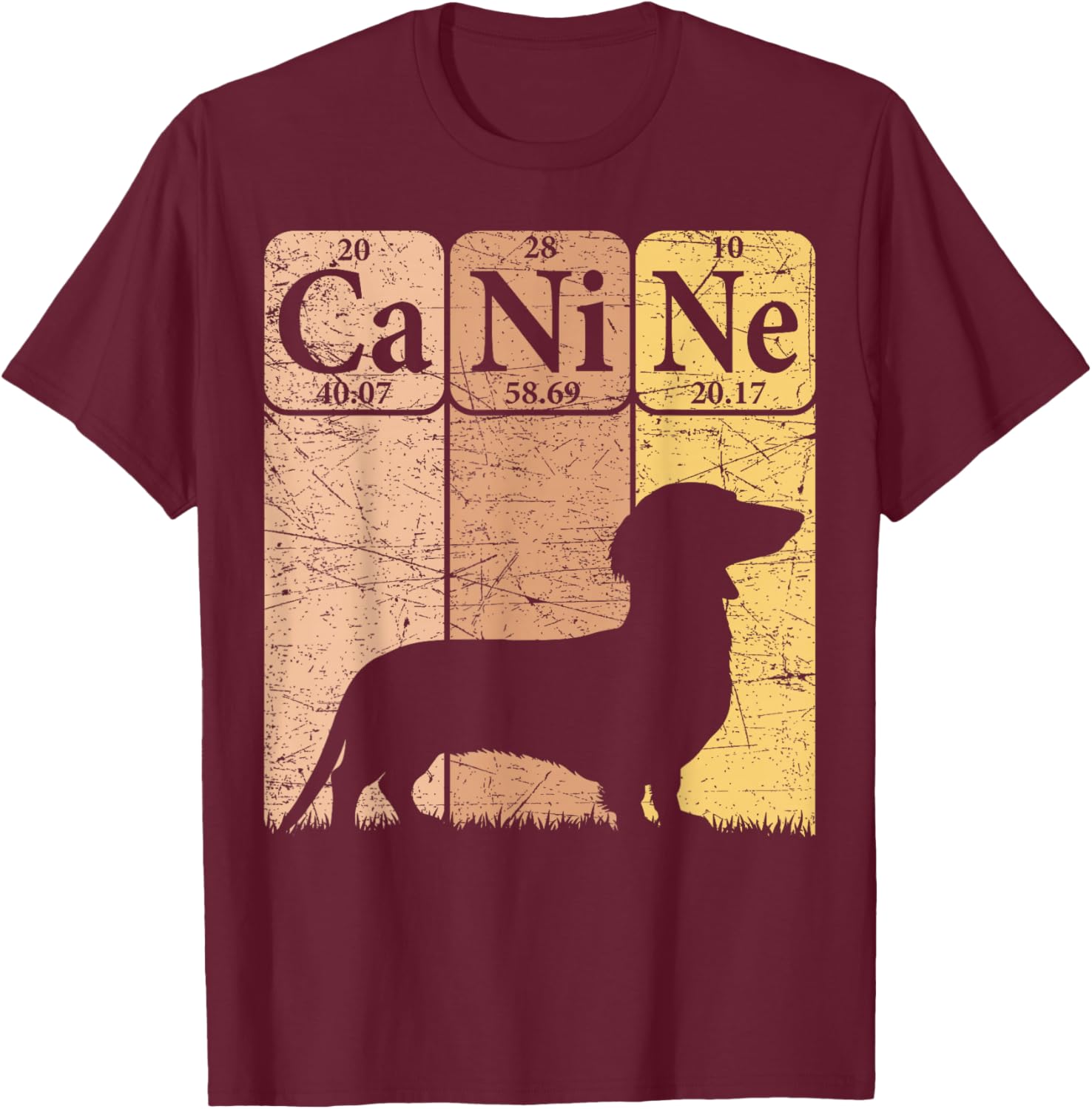 Dachshund Dog Periodic Table Elements Dog Lover Canine T-Shirt - T-Shirt | Maroon