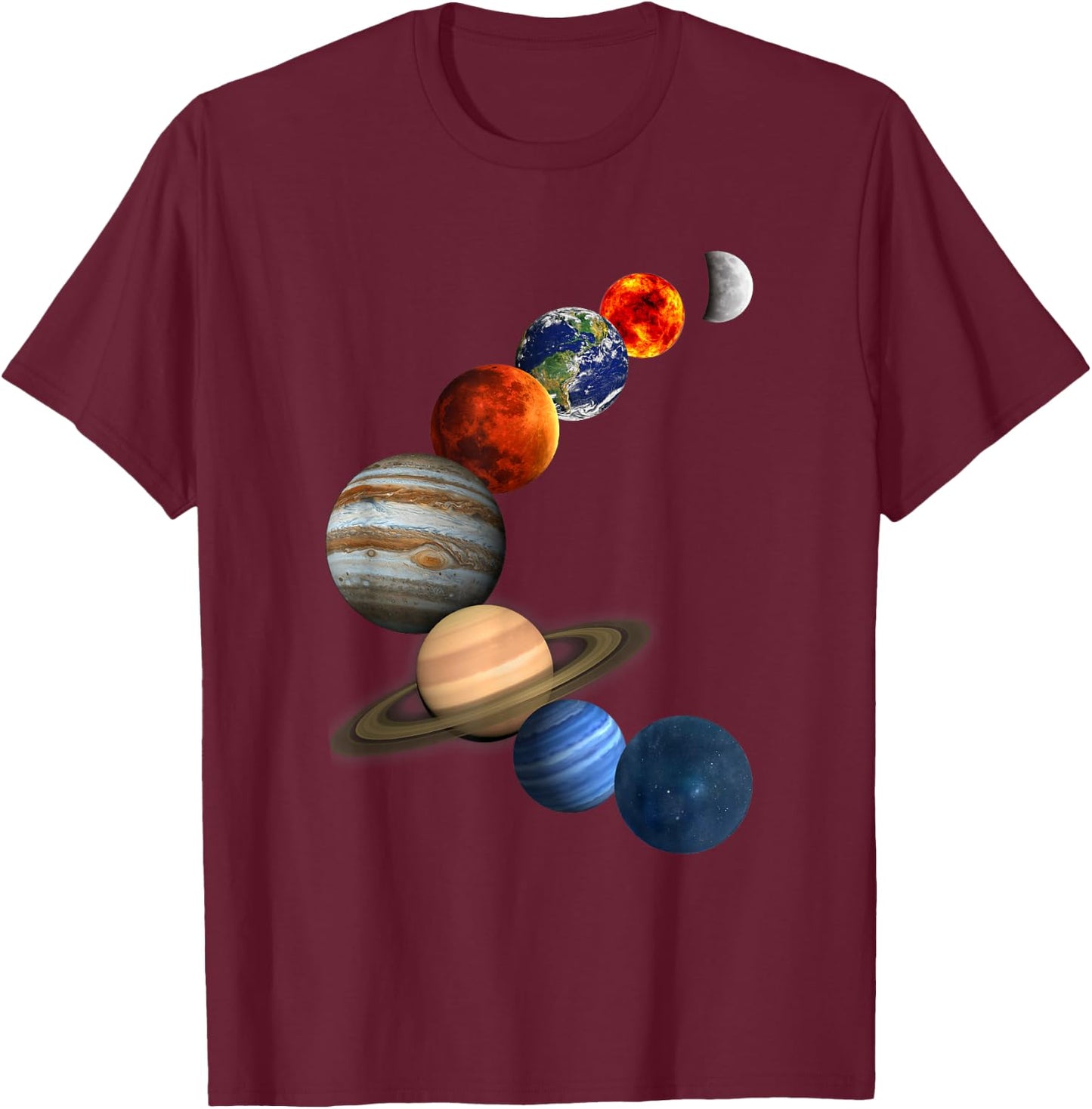 Solar System T Shirt The Planets in Our Galaxy T-Shirt - T-Shirt | Maroon
