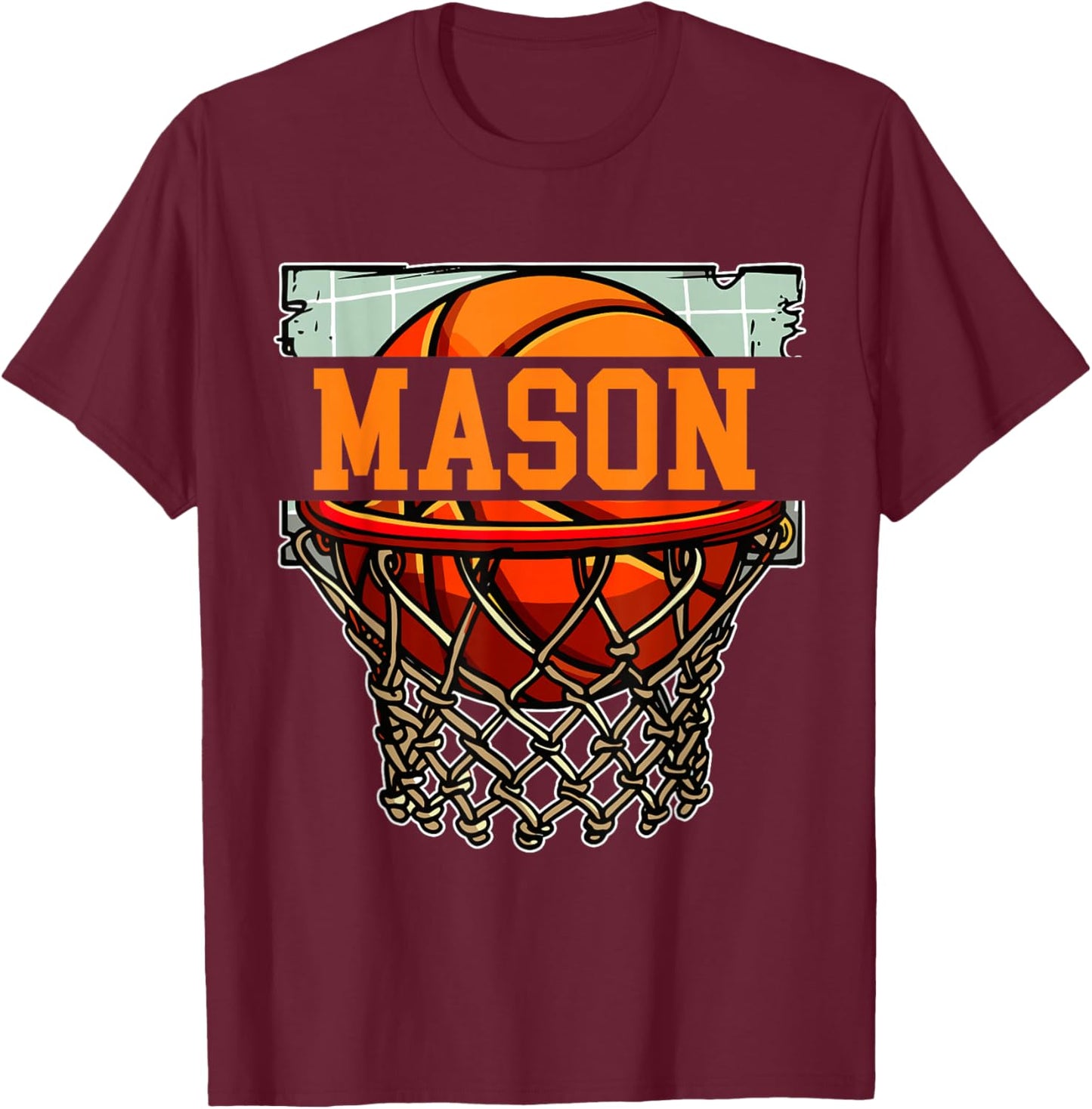 Nom personnalisé Mason Basketball T-Shirt - T-Shirt | Maroon