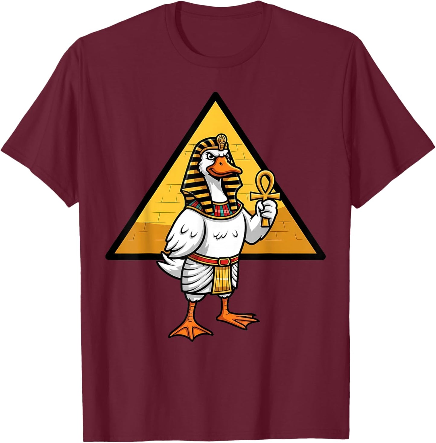 Egyptian Goose Pharaoh Ancient Egypt Pyramid Ankh T-Shirt - T-Shirt | Maroon