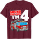 Kids Fire Truck 4 Year Old Firefighter Four 4th Birthday Boy T-Shirt - T-Shirt | Maroon
