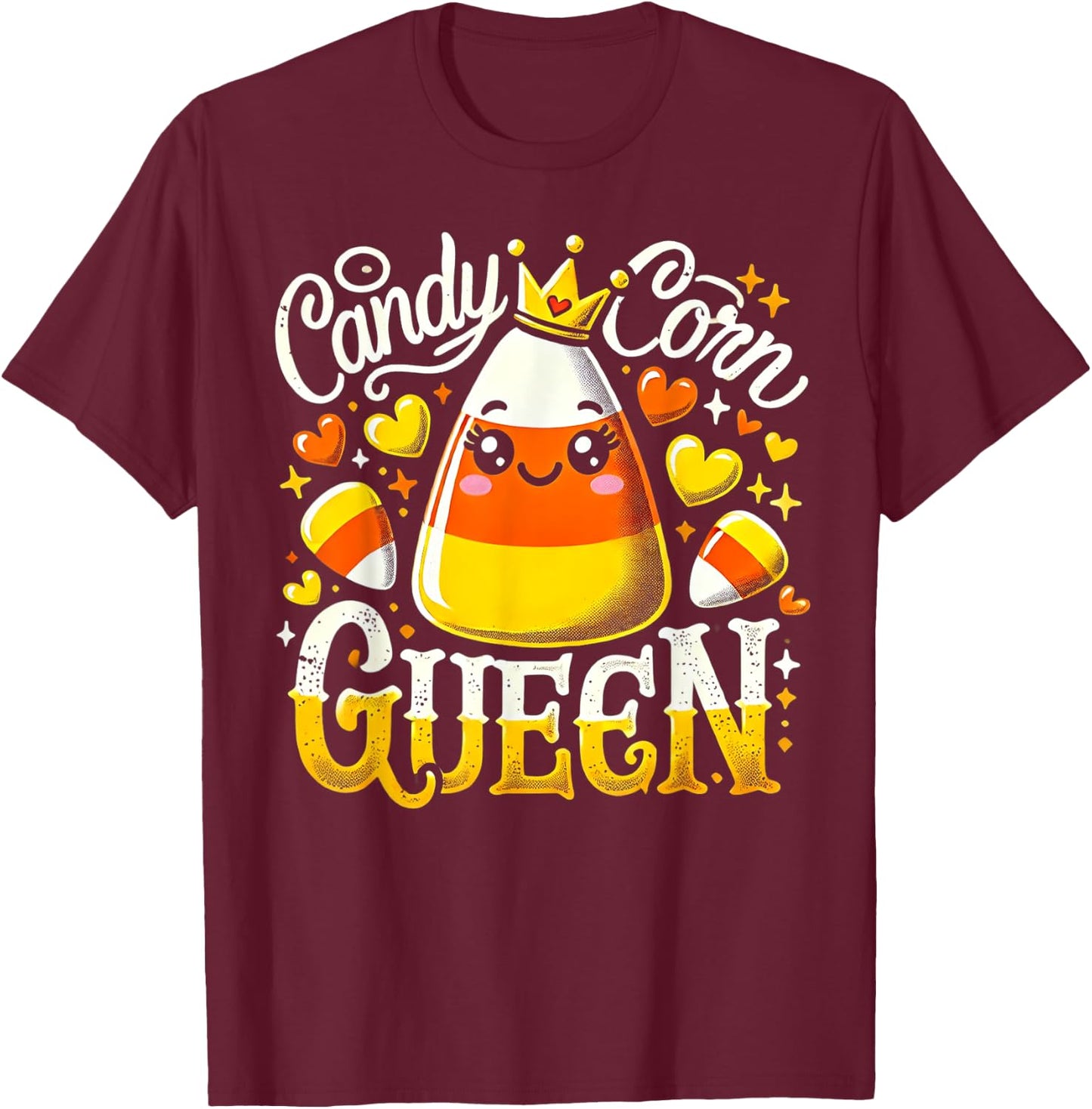 Candy Corn Queen Halloween Party Cute Costume Funny T-Shirt - T-Shirt | Maroon