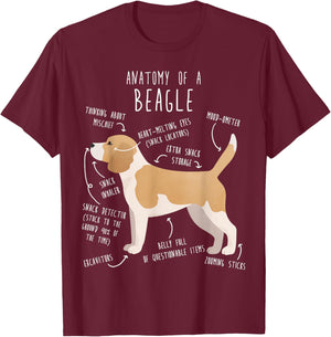 Lemon Beagle Dog Anatomy, Funny Cute Pet Dog Mom Dog Dad T-Shirt - T-Shirt | Maroon