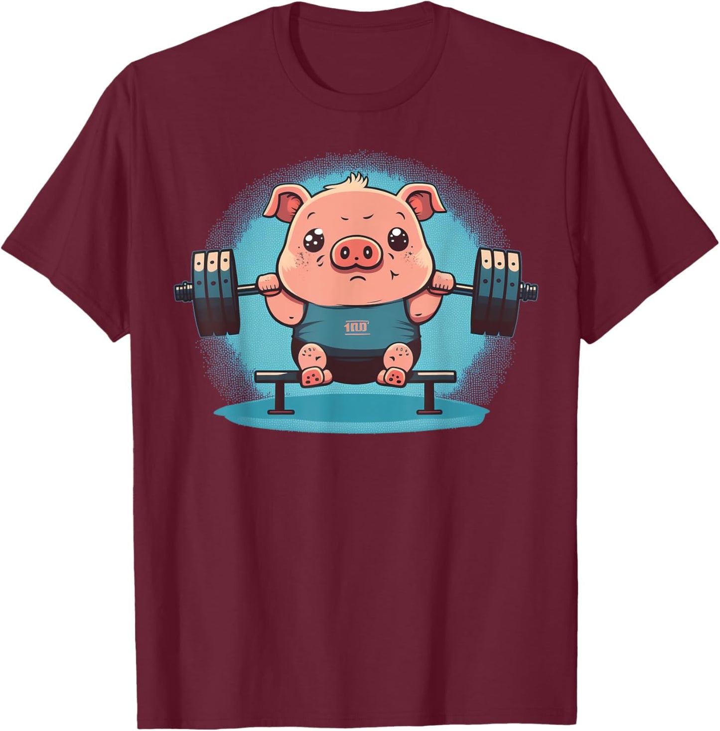 Pig Weightlifting Funny Fitness Gym Pig T-Shirt - T-Shirt | Maroon