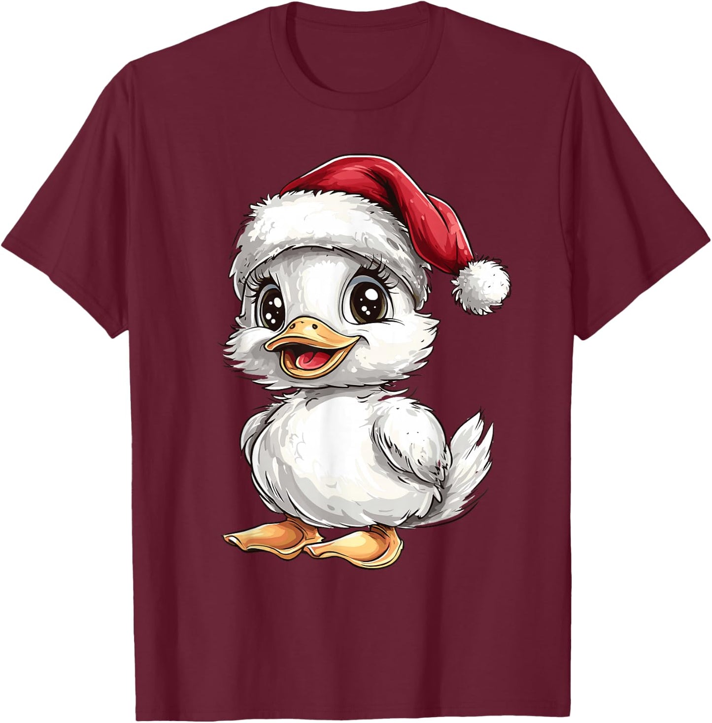 Duck Santa Hat Funny Girls Kids Duck Lovers Christmas Pajama T-Shirt - T-Shirt | Maroon