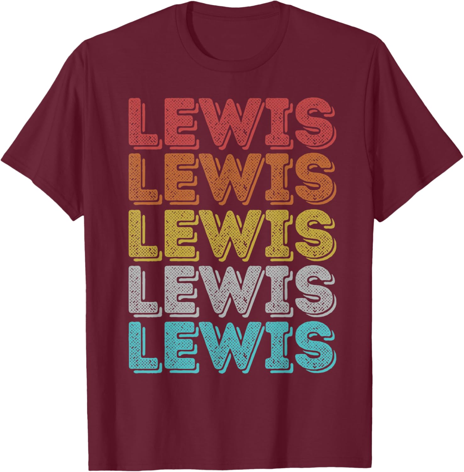 Vintage Retro Lewis T-Shirt - T-Shirt | Maroon