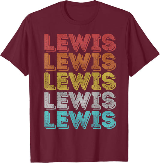 Vintage Retro Lewis T-Shirt - T-Shirt | Maroon