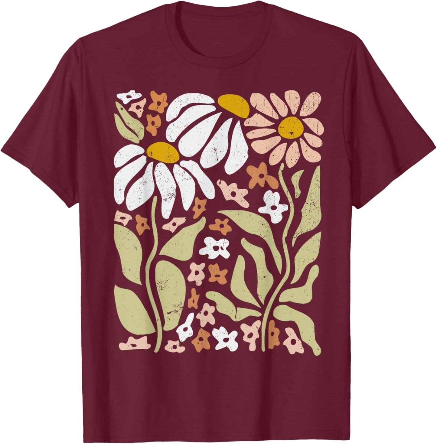 Boho Wildflowers Floral Nature Flower T-Shirt - T-Shirt | Maroon