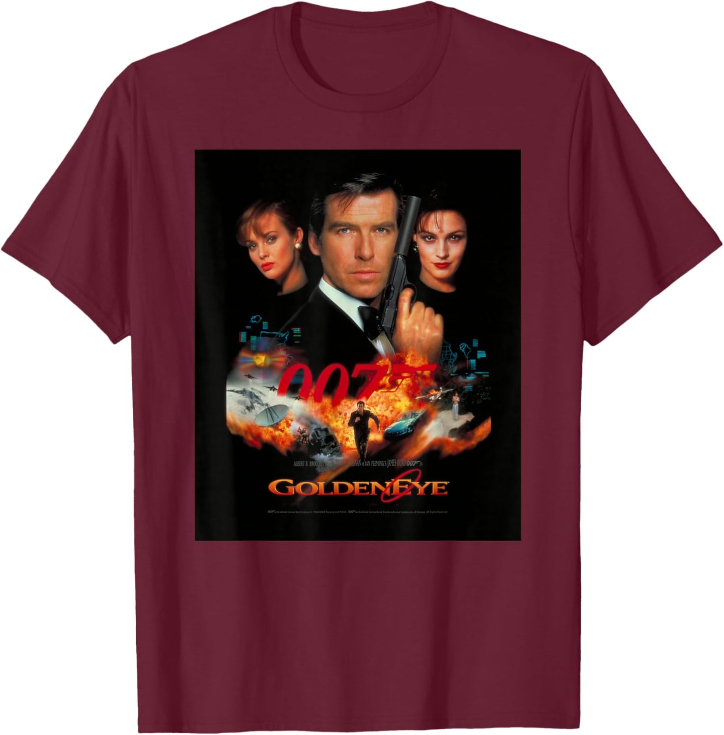 Official James Bond 007 GoldenEye T-Shirt - T-Shirt | Maroon