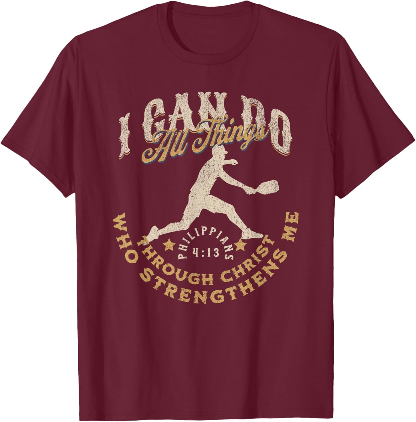 Christian Pickleball Player Athletic Workout Jesus Faith T-Shirt - T-Shirt | Maroon